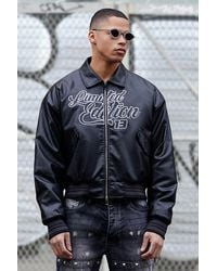 BoohooMAN - Limited Edition Boxy Pu Collared Bomber Jacket - Lyst