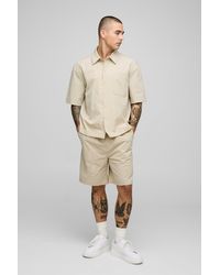 BoohooMAN - Oversize Stretch-Hemd mit kurzen Ärmeln & lockere Shorts - Lyst
