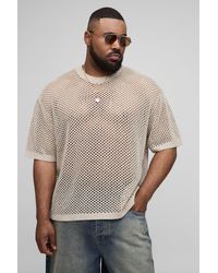 Boohoo - Plus Fishnet Crochet Oversized T-Shirt - Lyst