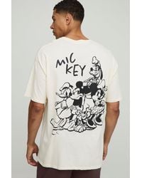 BoohooMAN - Ecru Oversized Disney Mickey Mouse License Graphic T Shirt - Lyst