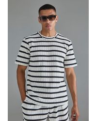 BoohooMAN - Core Fit Textured Striped T-shirt - Lyst