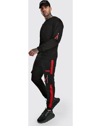 BoohooMAN Man Official Back Panel Utility Jumper Tracksuit - Black