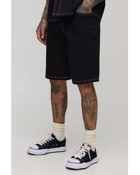 BoohooMAN - Tall Twill Relaxed Fit Contrast Stitch Shorts - Lyst
