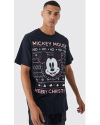 Boohoo - Oversized Christmas Mickey Mouse Disney License T-shirt - Lyst