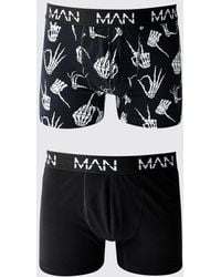 BoohooMAN - 2 Pack Halloween Skeleton Boxers - Lyst