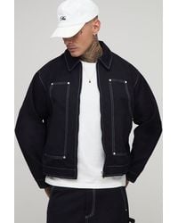 BoohooMAN - Tall Regular Fit Canvas Carpenter Panel Worker Jacket - Lyst