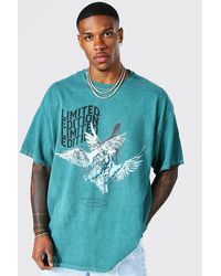 BoohooMAN - Oversized Washed Dove Graphic T-shirt - Lyst