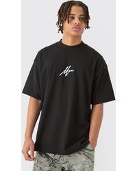 Boohoo - Oversized Extended Neck Man Flock Printed T-Shirt - Lyst