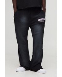 BoohooMAN - Relaxed Fit Flared Glitter Print Spray Wash Graphic Gusset Joggers - Lyst