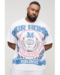 BoohooMAN - Plus Pour Homme Oversized Over The Seam Varsity Print T-shirt - Lyst
