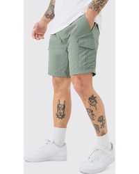 Boohoo - Slim Fit Elasticated Waist Nylon Cargo Shorts - Lyst
