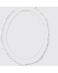 BoohooMAN - Layered Pearl Chain - Lyst