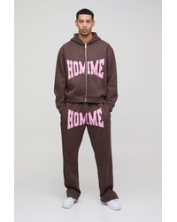 BoohooMAN - Oversized Homme Zip Hooded Split Hem Tracksuit - Lyst