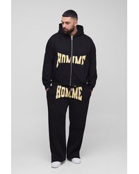 BoohooMAN - Plus Oversized Homme Zip Hooded Split Hem Tracksuit - Lyst