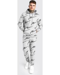 all over man printed hooded tracksuit