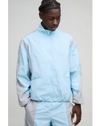 BoohooMAN - Regular Fit Ripstop Colour Block Funnel Neck Track Jacket - Lyst