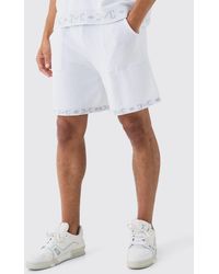 BoohooMAN - Relaxed Jacquard Detail Knitted Shorts In White - Lyst