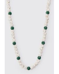 BoohooMAN - Beaded Necklace In Silver - Lyst