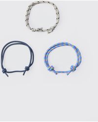 Boohoo - 3 Pack Rope Adjustable Bracelets In Multi - Lyst