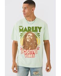 BoohooMAN - Oversized Bob Marley Wash License T-shirt - Lyst