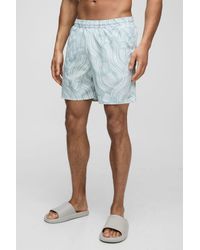 BoohooMAN - Abstract Printed Mid Length Swim Trunks - Lyst