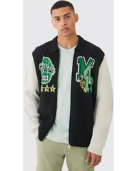 BoohooMAN - Schwarze Oversize Harrington-Jacke - Lyst