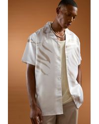 BoohooMAN - Short Sleeve Satin Oversized Leaf Shirt - Lyst