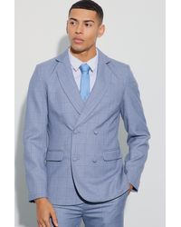 BoohooMAN - Window Check Double Brested Slim Fit Blazer - Lyst