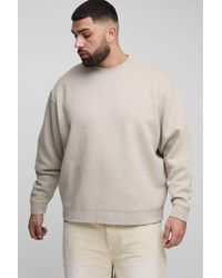 BoohooMAN - Plus Oversized Basic Crew Neck Sweatshirt - Lyst