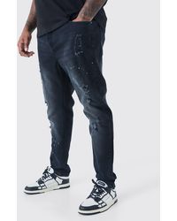 BoohooMAN - Plus Paint Splatter Distressed Skinny Jeans - Lyst