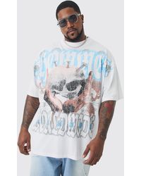 BoohooMAN - Plus World Wide Over The Seam Graphic T-shirt- In White - Lyst