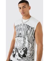 BoohooMAN - Large Scale Printed Heavy Ribbed vest - Lyst