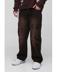 BoohooMAN - Lockere Cargo-Jeans mit Acid-Waschung - Lyst
