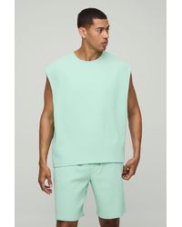 BoohooMAN - Oversized Boxy Pleated Cap Sleeve Tank - Lyst