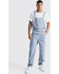 BoohooMAN - Relaxed Washed Illusion Dungaree - Lyst