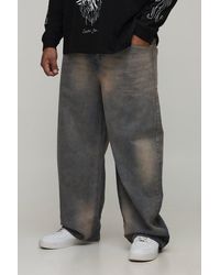 BoohooMAN - Plus Extreme Tinted Stonewash Relaxed Fit Jeans - Lyst