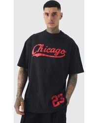 BoohooMAN - Tall Oversized Chicago Varsity Print T-shirt - Lyst