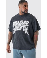 BoohooMAN - Plus Oversized Dept T-shirt In Acid Wash Grey - Lyst