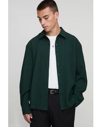 Boohoo - Regular Fit Textured Pleat Collared Shirt - Lyst