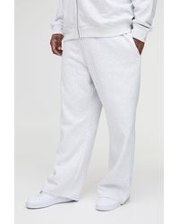 BoohooMAN - 330gsm Plus Straight Leg Fit Joggers In Grey Marl - Lyst