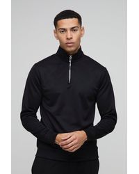 BoohooMAN - Slim-Fit Sweatshirt mit Trichterkragen und 1/4 Reißverschluss - Lyst