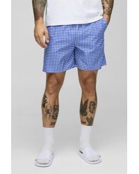 BoohooMAN - Mid Length Mirco Plaid Swim Trunks - Lyst