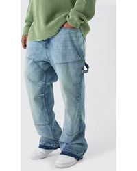 Boohoo - Vaqueros Plus Ajustados Sin Tratar De Campana Estilo Carpintero - Lyst