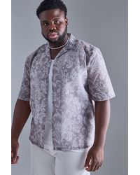 BoohooMAN - Plus Short Sleeve Drop Revere Tapestry Shirt - Lyst