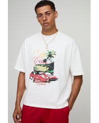 BoohooMAN - Ecru Oversized Boxy Puff Print Car Graphic T-Shirt - Lyst