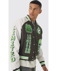 BoohooMAN - Boxy Twill Varsity Jacket - Lyst
