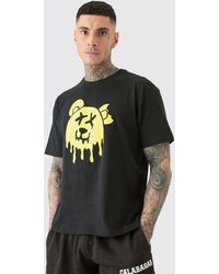 BoohooMAN - Tall Drippy Evil Teddy Graphic T-shirt In Black - Lyst