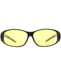 BoohooMAN - Montana Rectangle Matte Black Yellow Polarized Mfo1 Fit Over Glasses Night Driving Sunglasses - Lyst