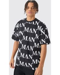BoohooMAN - Roman All Over Print Oversized Tshirt - Lyst