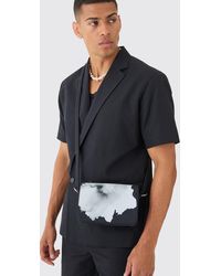 BoohooMAN - Twill Printed Shoulder Bag In Black - Lyst